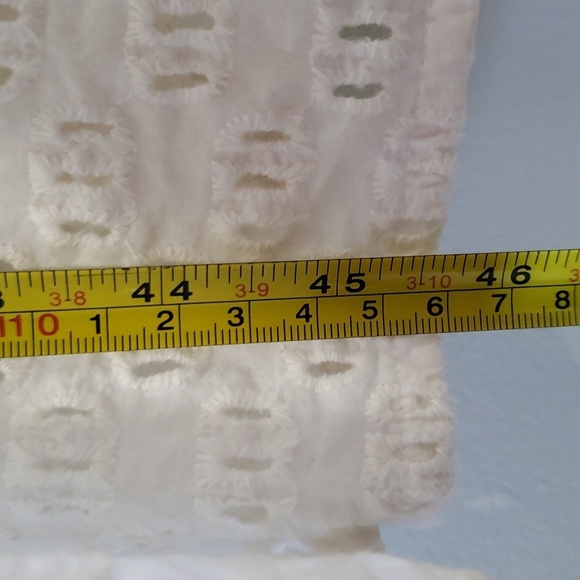 Monsoon and Beyond Women Midi Dress Large Ivory Tier Eyelet Puff Sleeve Pockets - Picture 13 of 16